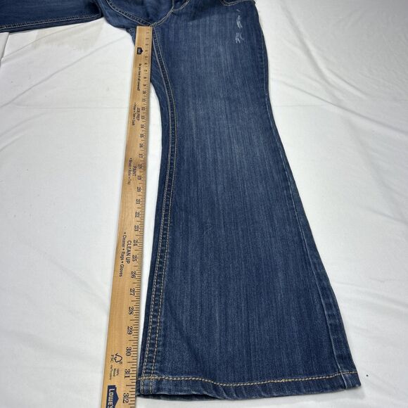 INC Curvy Fit Boot Leg Women's 10 Long Dark Wash Blue Denim Jeans Distressed - Picture 7 of 14